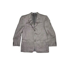 Andrew Fezza Men's Sport Coat Blazer 3 Button Brown Herringbone Wool Blend 42R‎